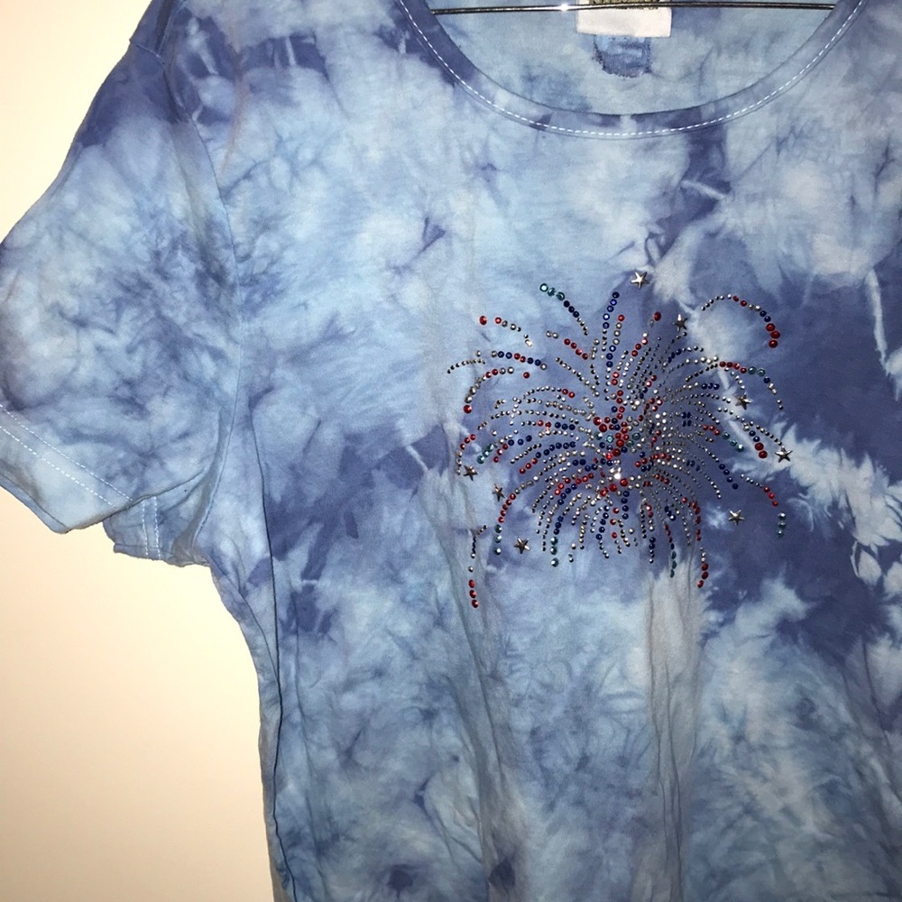 3 for $15 Tie Dye Tee with Jewel Firework - Picture 3 of 5